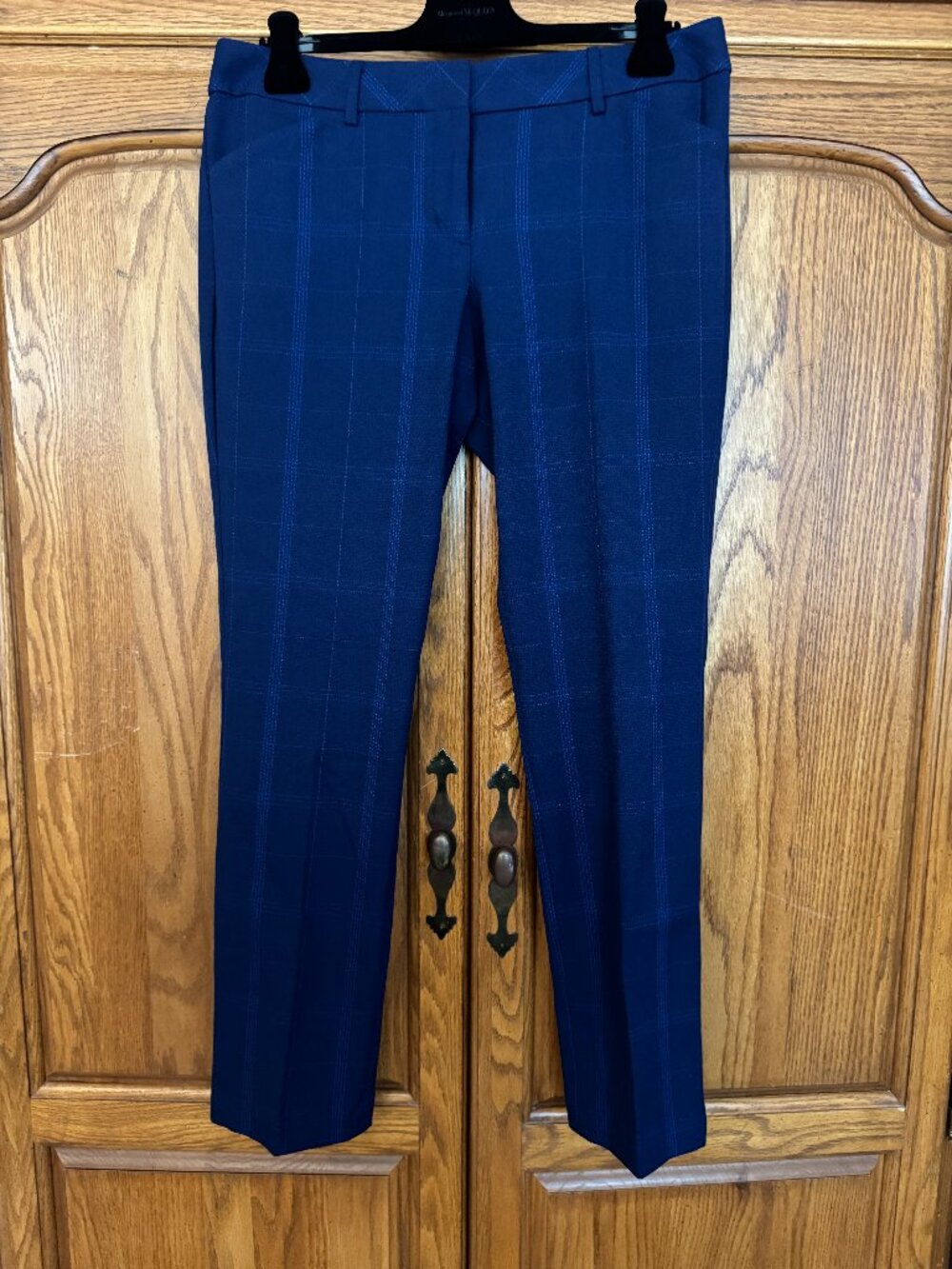 Express Women's Navy Blue Windowpane Dress Pants